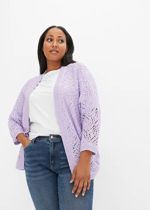 Gilet en maille ajour&eacute;e, bonprix