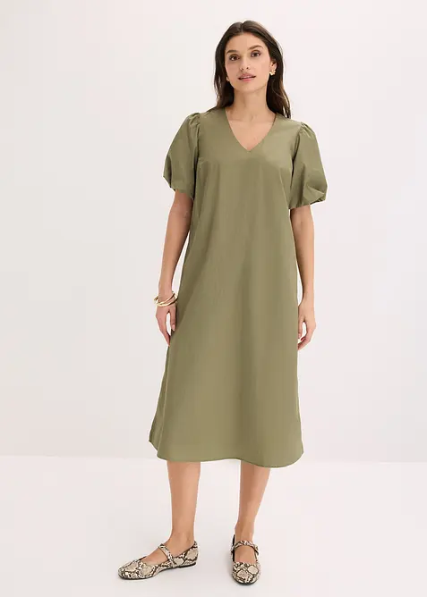 Robe midi tiss&eacute;e en coton, bonprix