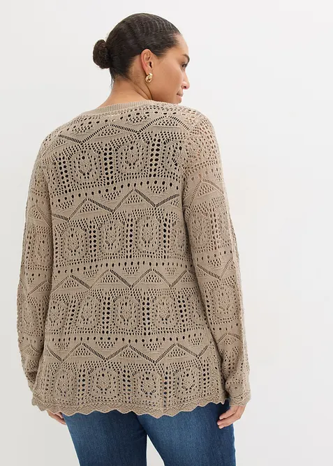 Gilet en maille ajour&eacute;e, bonprix