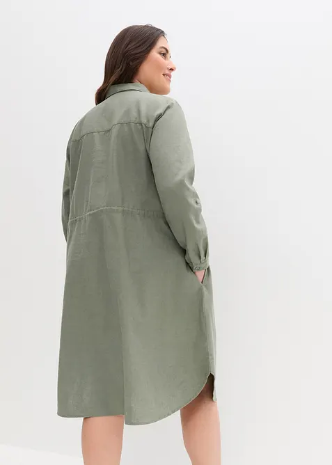 Hemdblusenkleid aus Leinen-Baumwoll-Mix, bonprix