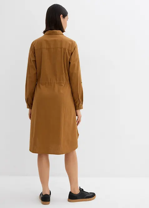 Hemdblusenkleid aus Leinen-Baumwoll-Mix, bonprix