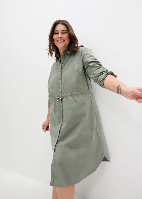 Hemdblusenkleid aus Leinen-Baumwoll-Mix, bonprix
