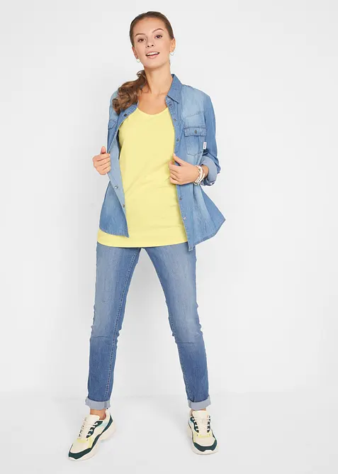 Long-Top aus reiner Baumwolle (5er Pack), bonprix