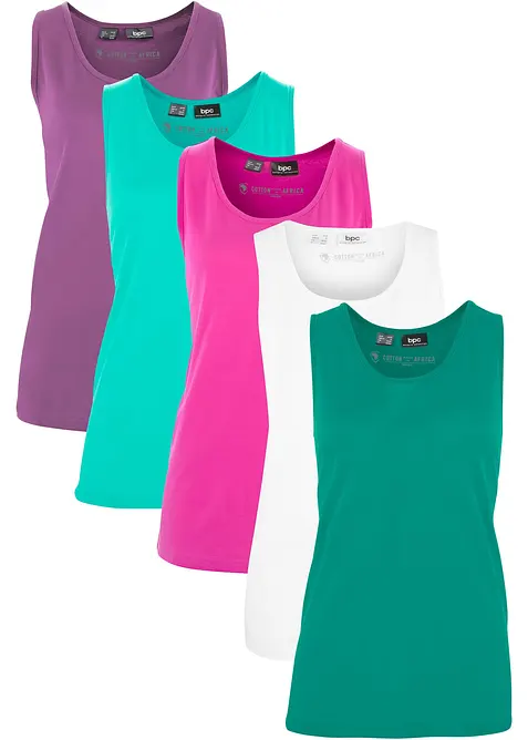 Long-Top aus reiner Baumwolle (5er Pack), bonprix