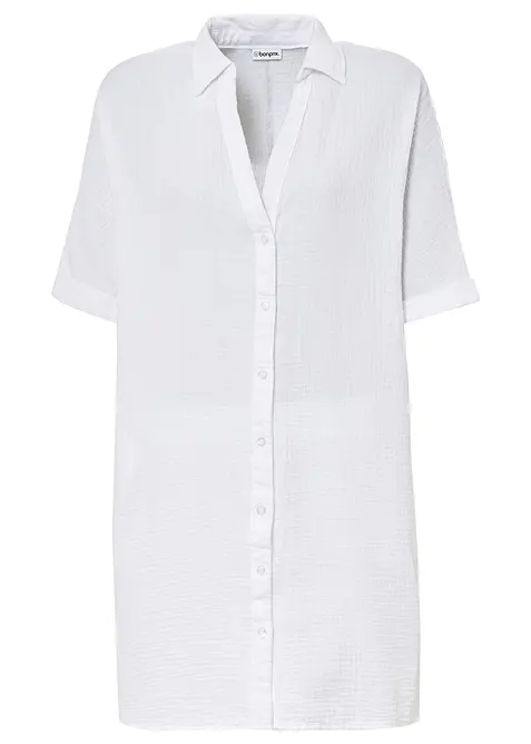 Oversize-Longbluse aus softem Musselin, bonprix