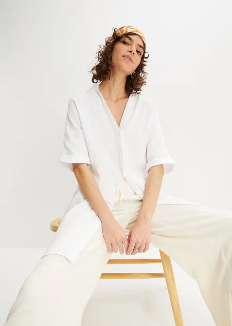 Oversize-Longbluse aus softem Musselin, bonprix