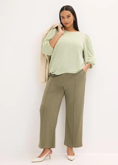 Pantalon &eacute;lastiqu&eacute; en interlock &eacute;pais, bonprix