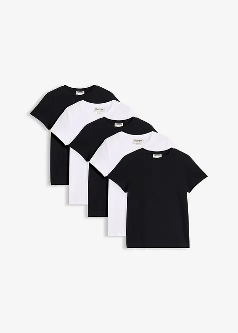 Lot de 5 T-shirts en coton extensible, bonprix