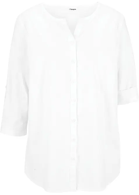 Bluse mit Leinen, 3/4 Arm, bonprix