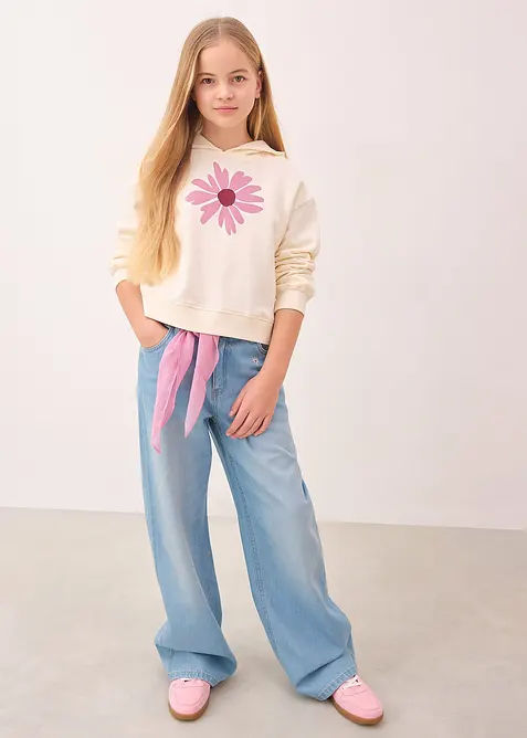 Sweat court &agrave; capuche 100% coton, bonprix