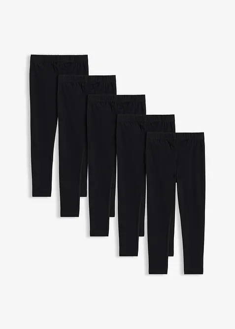 Leggings aus elastischem Bio-Baumwoll-Mix (5er Pack), bonprix