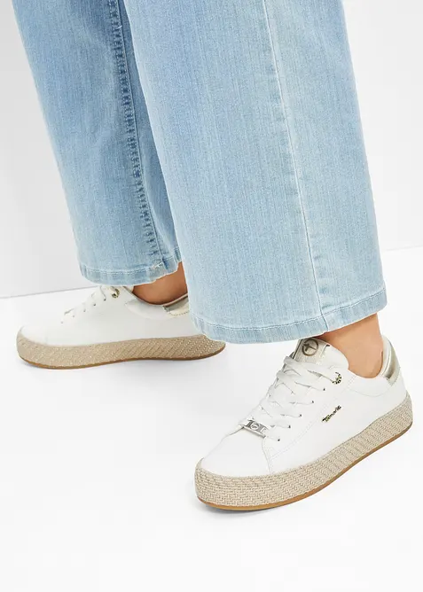 Sneakers Tamaris &agrave; plateforme effet raphia, Tamaris