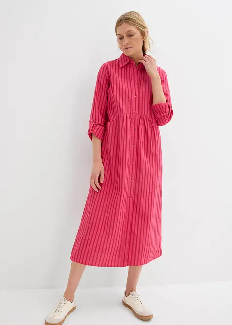 Kleid mit Hemdkragen aus reiner Baumwolle, bonprix