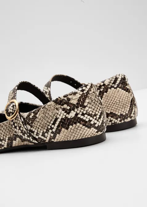 Ballerines &agrave; bride, look animalier, bonprix