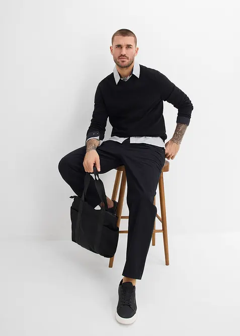 Loose Fit Twillhose mit Dehnbund, Straight, bonprix