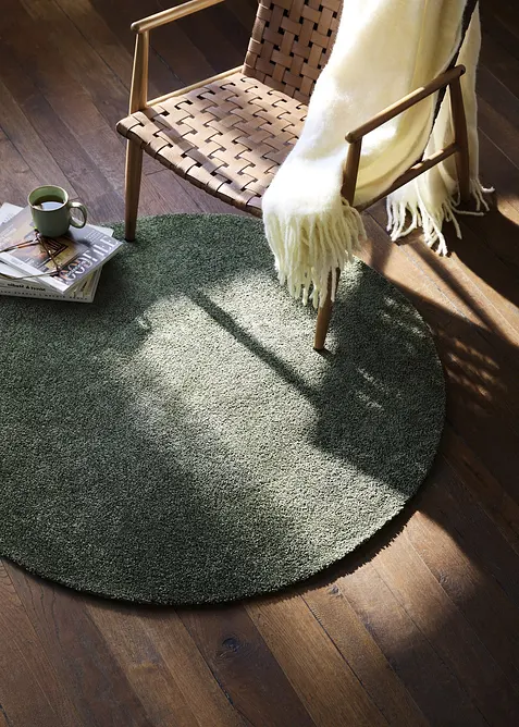 Tapis rond lavable &agrave; m&egrave;ches douces, bonprix