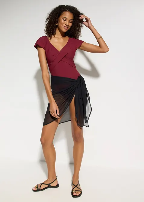 Maillot 1 pi&egrave;ce sculptant style crois&eacute;, maintien l&eacute;ger, bonprix