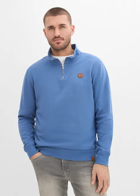 Sweat &agrave; col zipp&eacute; 100% coton, bonprix