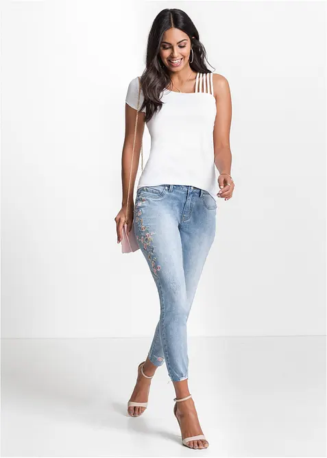 Skinny-Jeans Mid Waist, verk&uuml;rzt, bonprix
