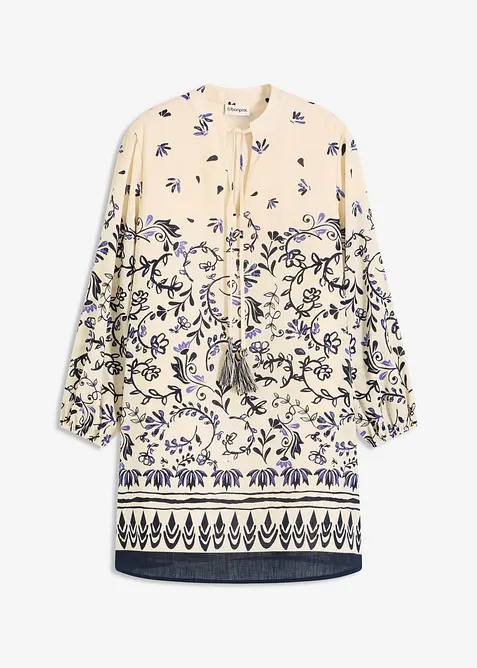 Kurzes Boho-Kleid im Leinen-Look, bonprix