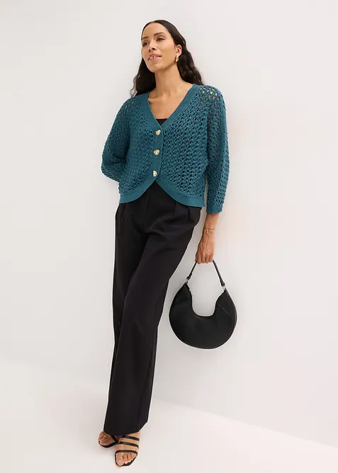 Ajour-Strickjacke aus reiner Baumwolle, bonprix