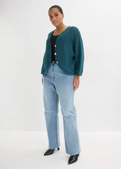 Ajour-Strickjacke aus reiner Baumwolle, bonprix