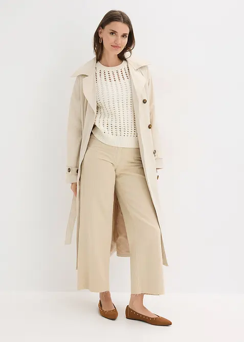 Kurzarm-Ajour-Pullover aus reiner Baumwolle, bonprix