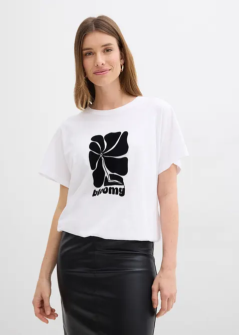 T-shirt en coton &agrave; base smock&eacute;e, bonprix
