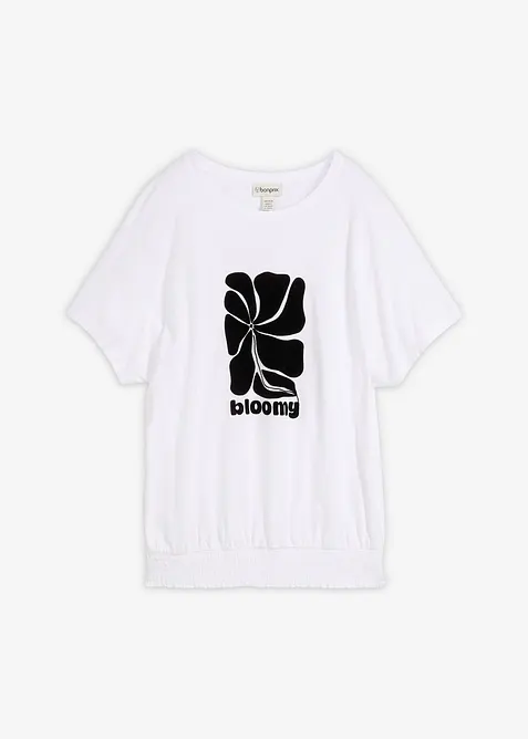 T-shirt en coton &agrave; base smock&eacute;e, bonprix