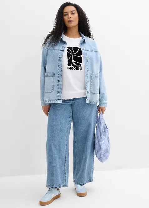 T-shirt en coton &agrave; base smock&eacute;e, bonprix