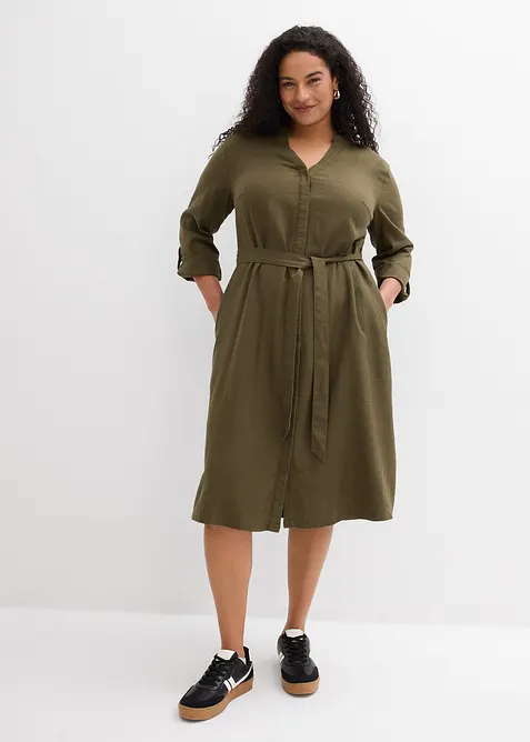 Robe &agrave; poches en lin et viscose, bonprix