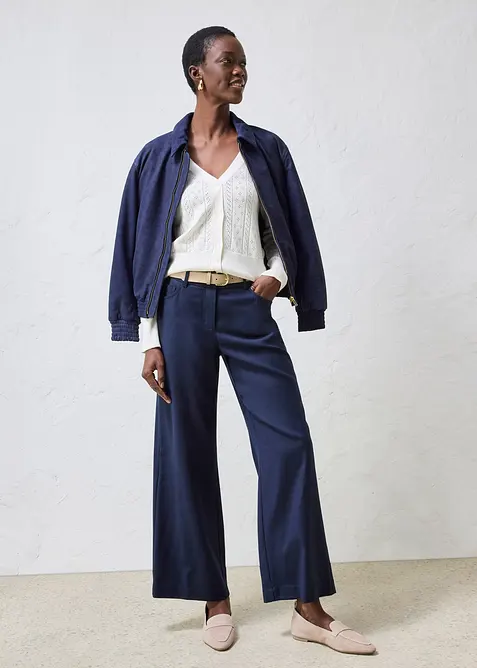 Ajour-Strickjacke mit Seidenanteil, bonprix