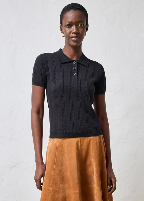 Ajour-Pullover mit Seidenanteil, bonprix