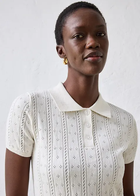 Ajour-Pullover mit Seidenanteil, bonprix