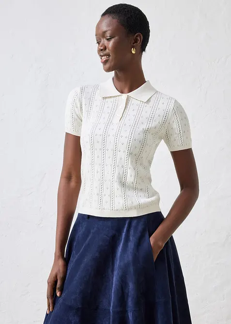 Ajour-Pullover mit Seidenanteil, bonprix