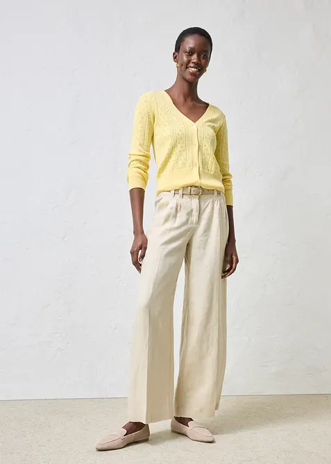 Ajour-Strickjacke mit Seidenanteil, bonprix