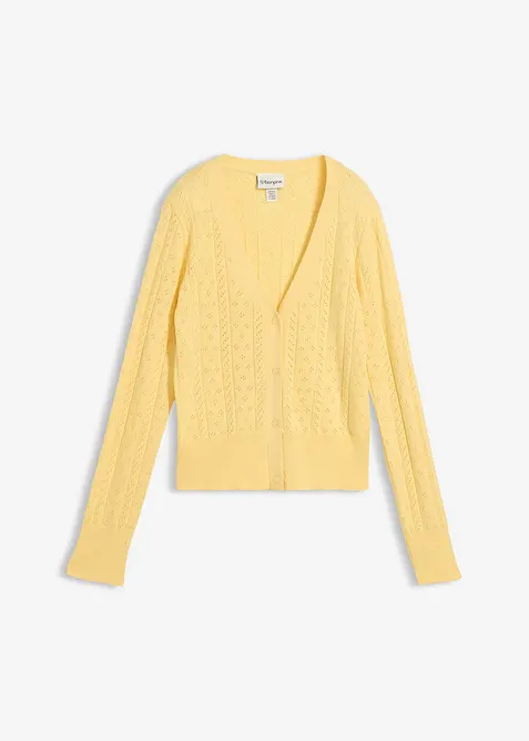 Ajour-Strickjacke mit Seidenanteil, bonprix