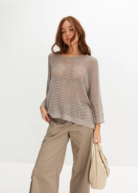 Ajour-Pullover aus Viskose-Mix, bonprix