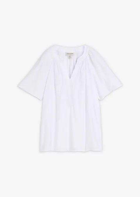 Kurzarmbluse aus strukturiertem Crinkle, bonprix