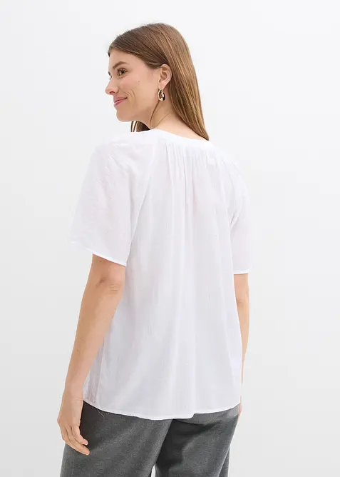 Kurzarmbluse aus strukturiertem Crinkle, bonprix