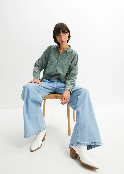 Weite Bluse in Used Optik, bonprix