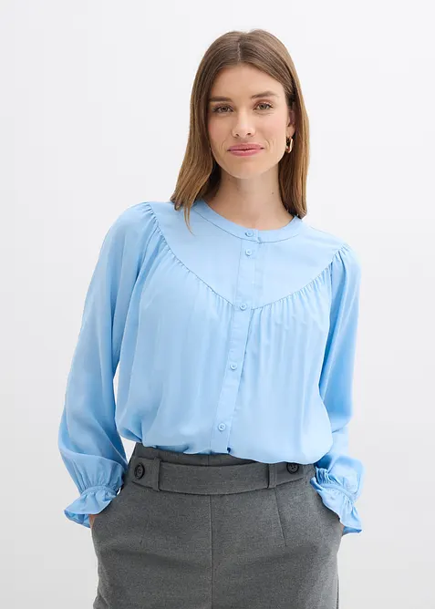 Prairie-Bluse aus flie&szlig;ender Viskose, bonprix