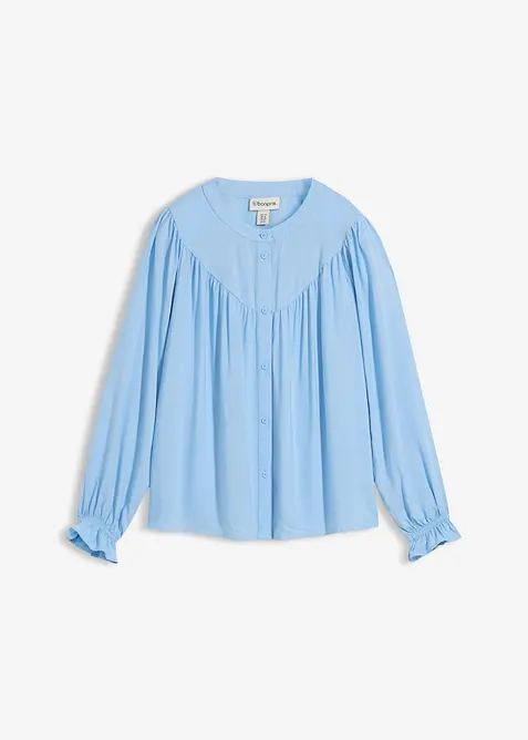 Prairie-Bluse aus flie&szlig;ender Viskose, bonprix