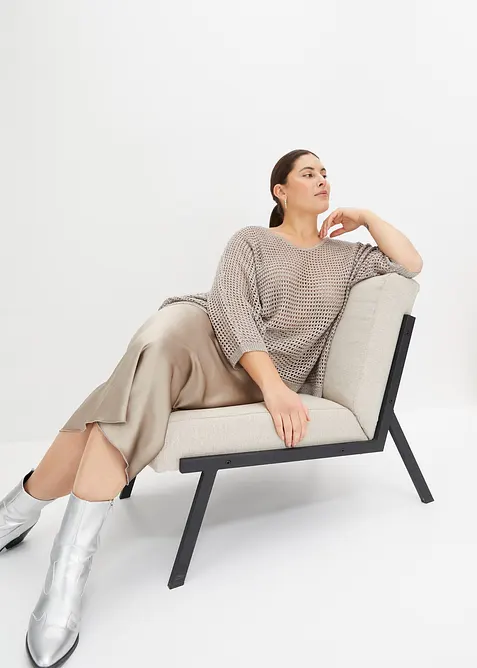 Pull ajour&eacute; brillant, bonprix