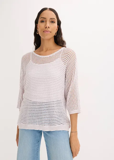 Ajour-Pullover aus Viskose-Mix, bonprix