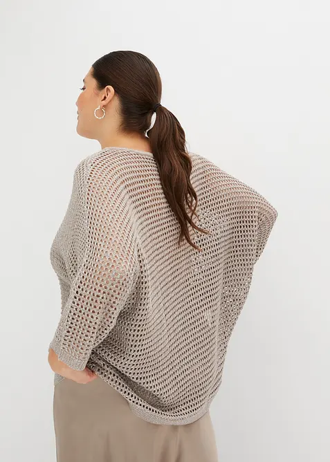 Pull ajour&eacute; brillant, bonprix