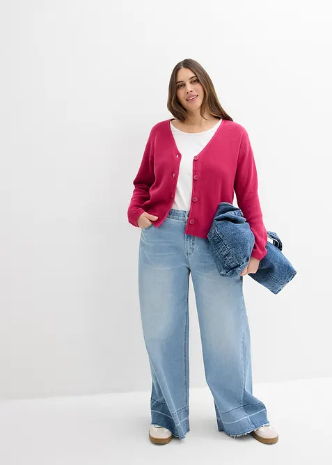 Kurze Strickjacke aus reiner Bio-Baumwolle, bonprix