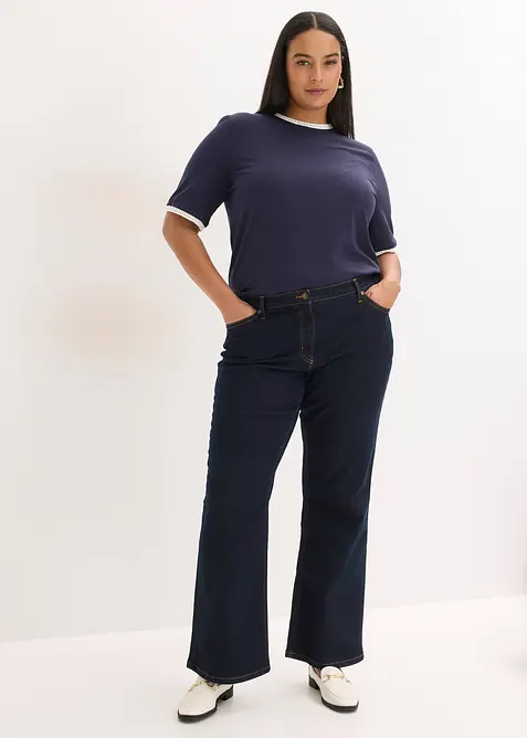 T-shirt &agrave; liser&eacute;s en dentelle, bonprix