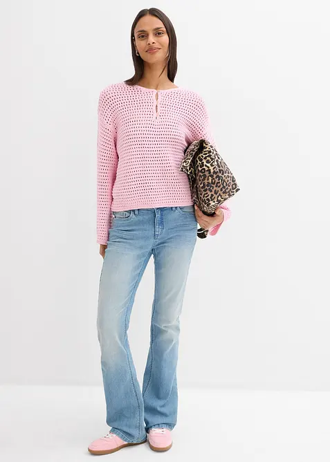 Oversize Ajour-Pullover aus reiner Baumwolle, bonprix