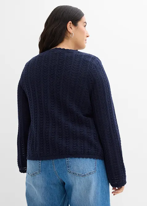 Strickjacke mit Lochmuster, bonprix